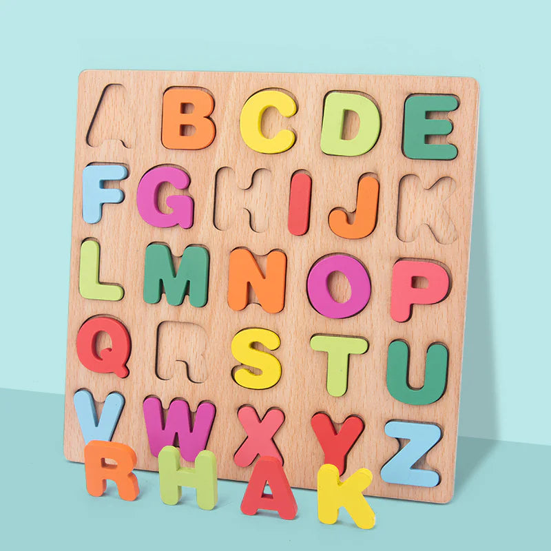 Alphabet & Number Wooden Block Puzzle - Educational Toy