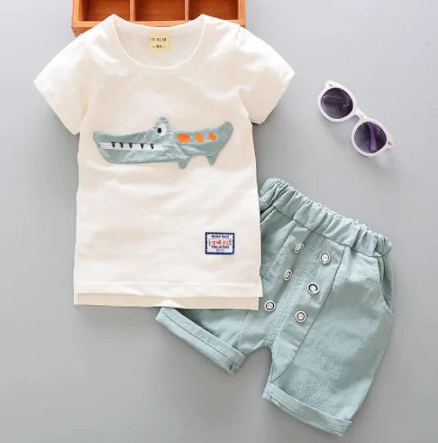 Summer Boys' Crocodile Print 2-Piece Outfit