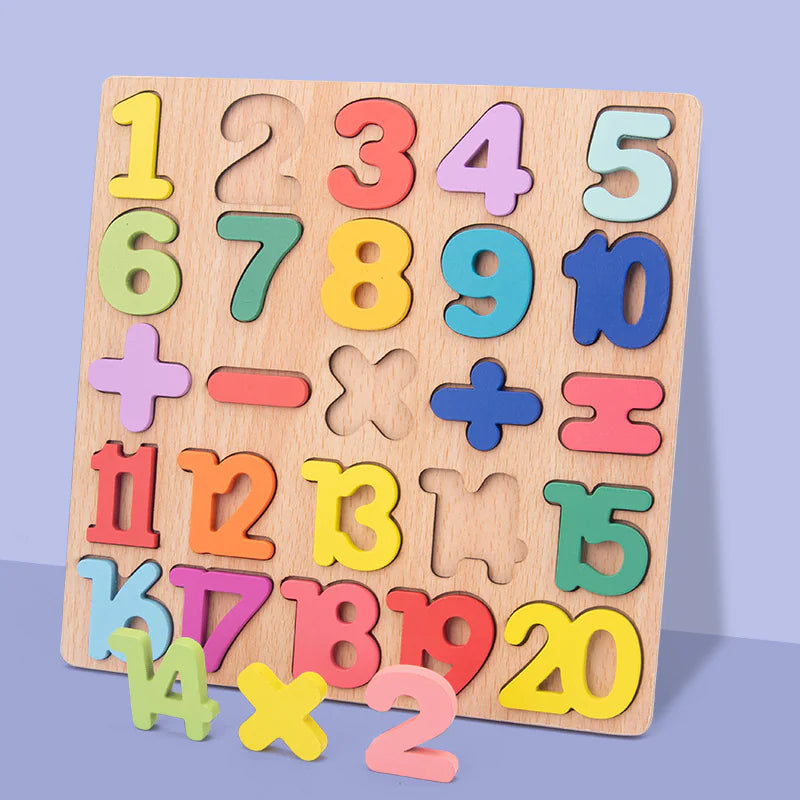 Alphabet & Number Wooden Block Puzzle - Educational Toy