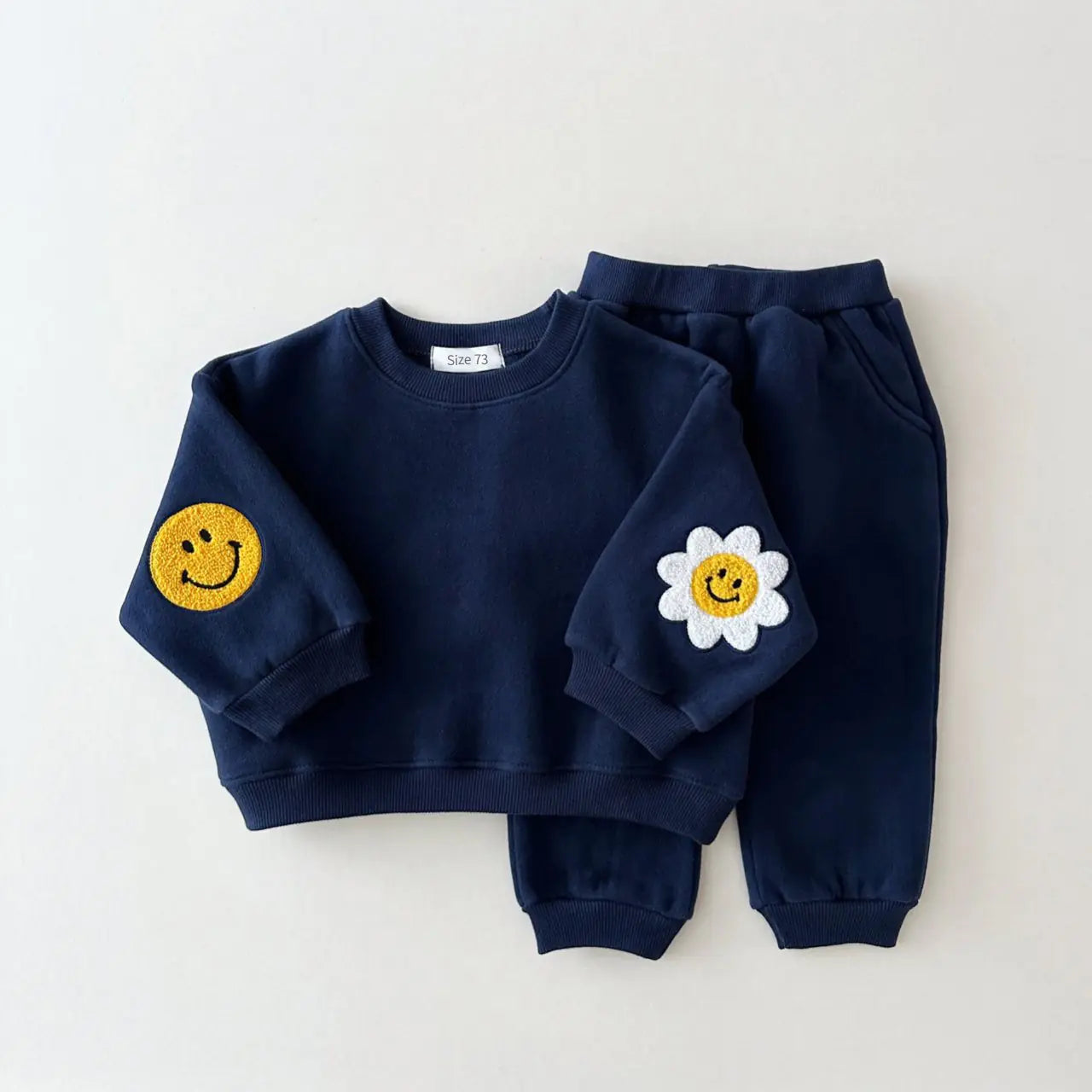 Winter Warm Baby Clothes Set with Fleece Sweatshirt and Pants