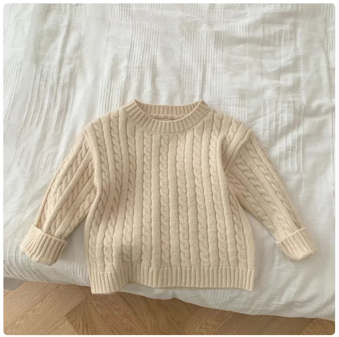 Children's Fried Dough Twists Sweater Solid Colour Set