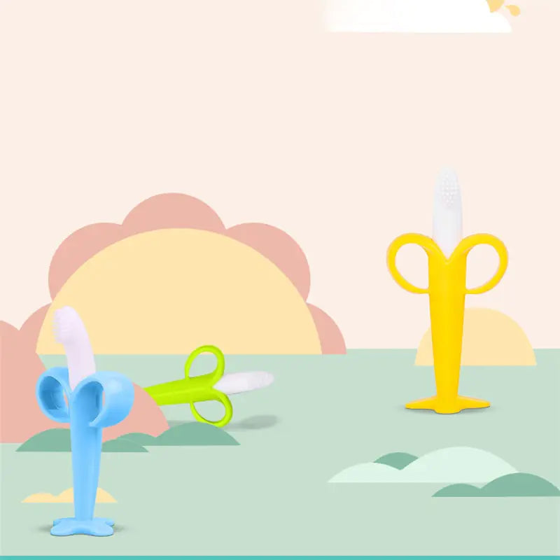 Banana Buds Silicone Baby Teether & Training Toothbrush