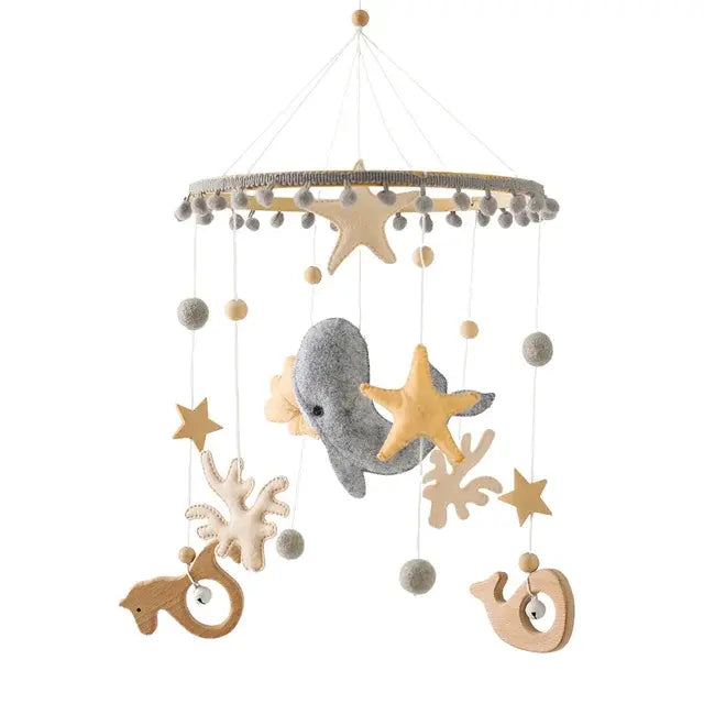 Crib Mobile Bed Bell with Calming Melodies and Rotating Characters