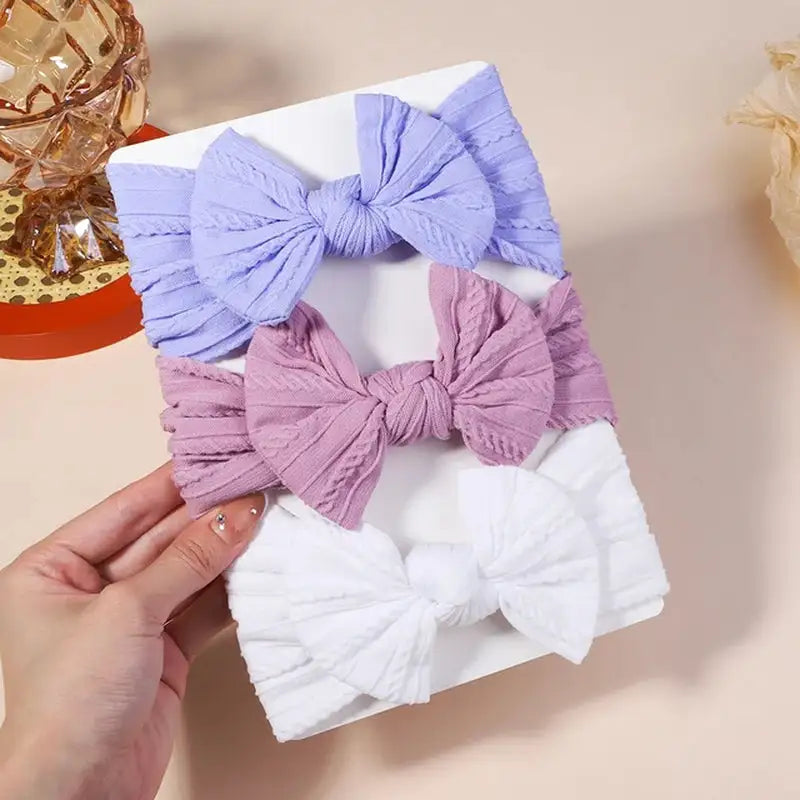 3-Piece Cable Knit Baby Headbands Set for Girls