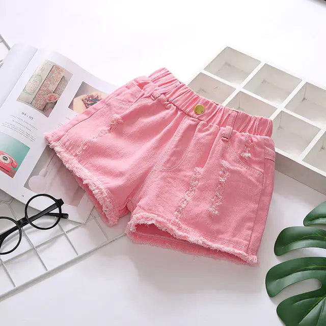 Girls Rustic Denim Shorts – Available in 6 Solid Colors