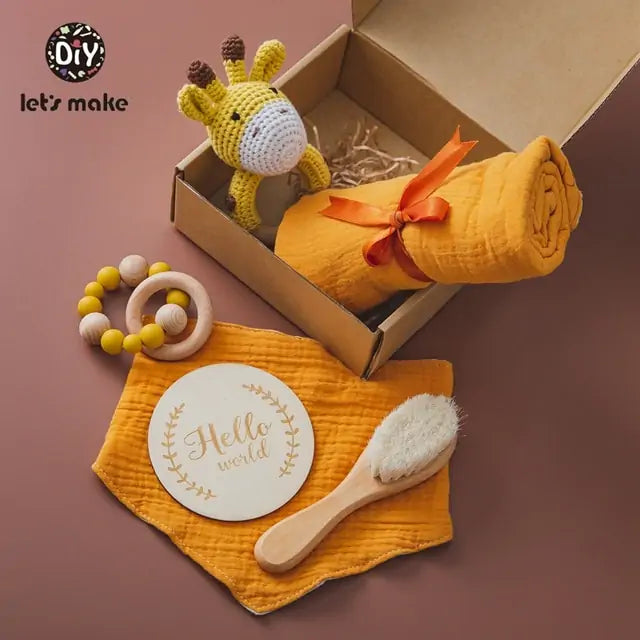 Soft Cotton & Bamboo Baby Gift Set with Blanket and Accessories