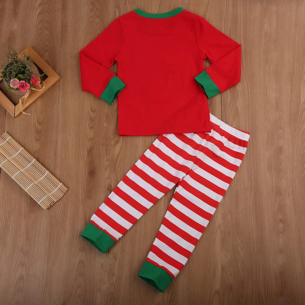 Reindeer Long Sleeve Top and Pants Christmas Set