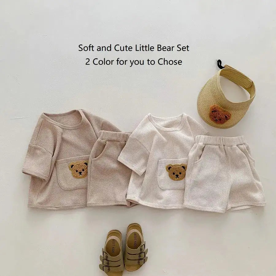 Bear Waffle Texture Toddler Comfort Set