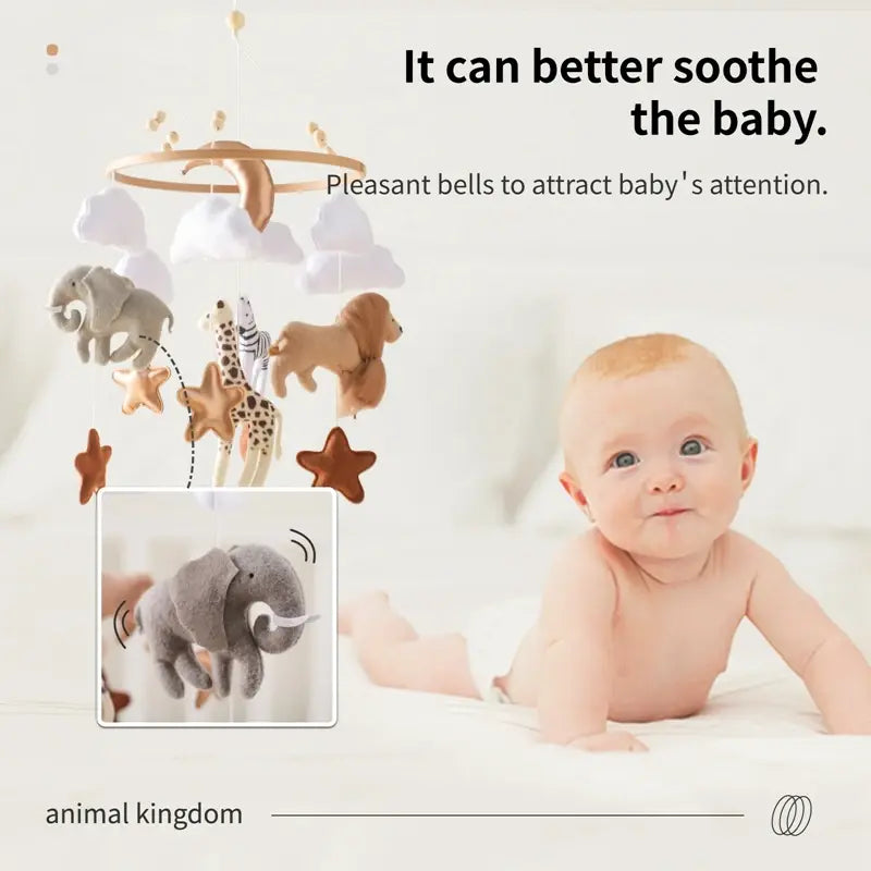 Crib Mobile Bed Bell with Calming Melodies and Rotating Characters