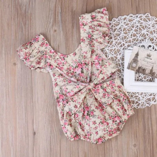 Baby Girl Floral Romper – Soft, Breathable & Easy Snap Closure