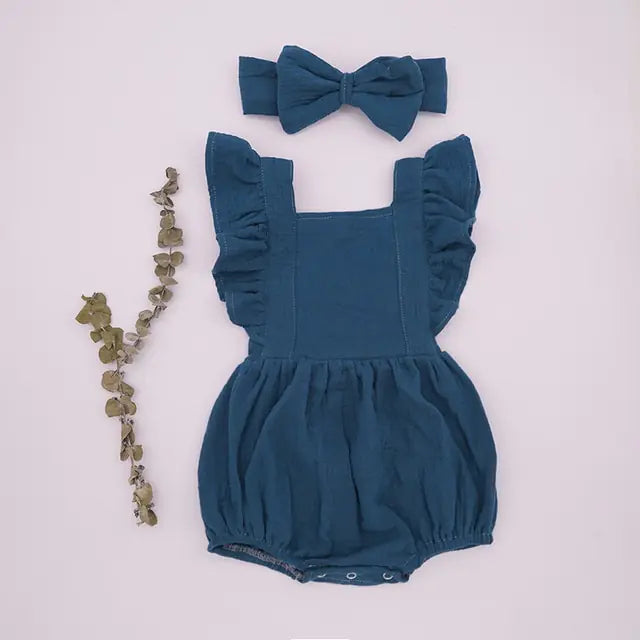 Pretty Organic Cotton Summer Playsuit for Girls