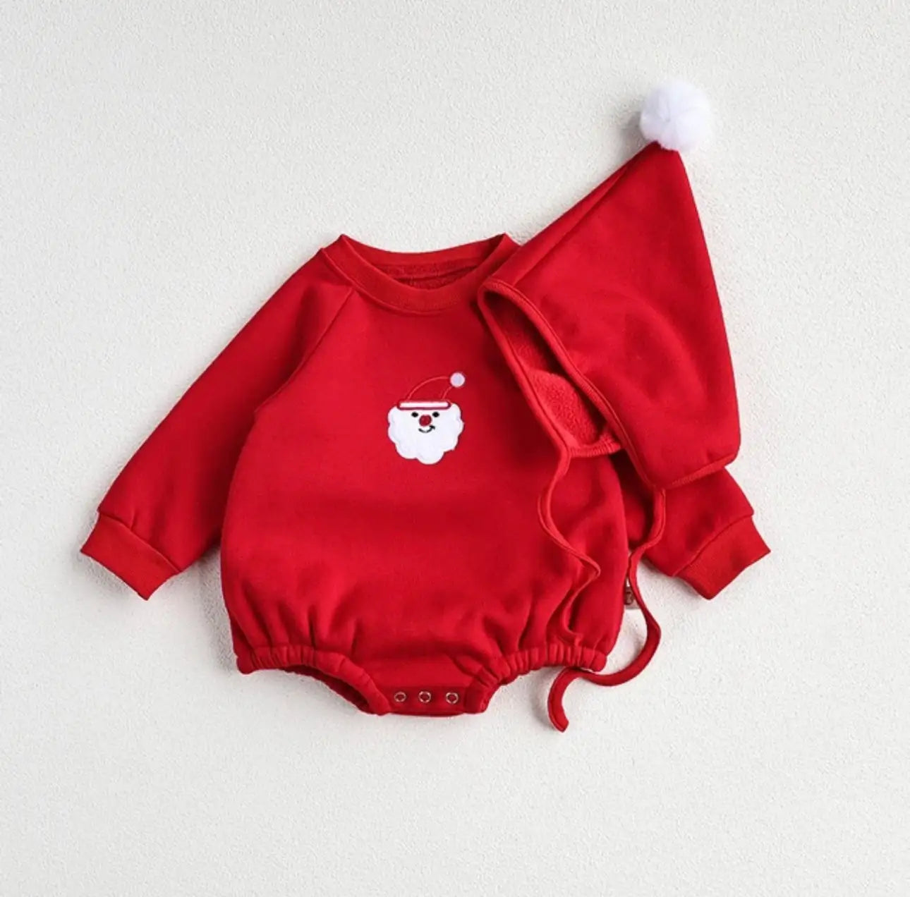 Festive Santa Clause Baby Romper and Hat