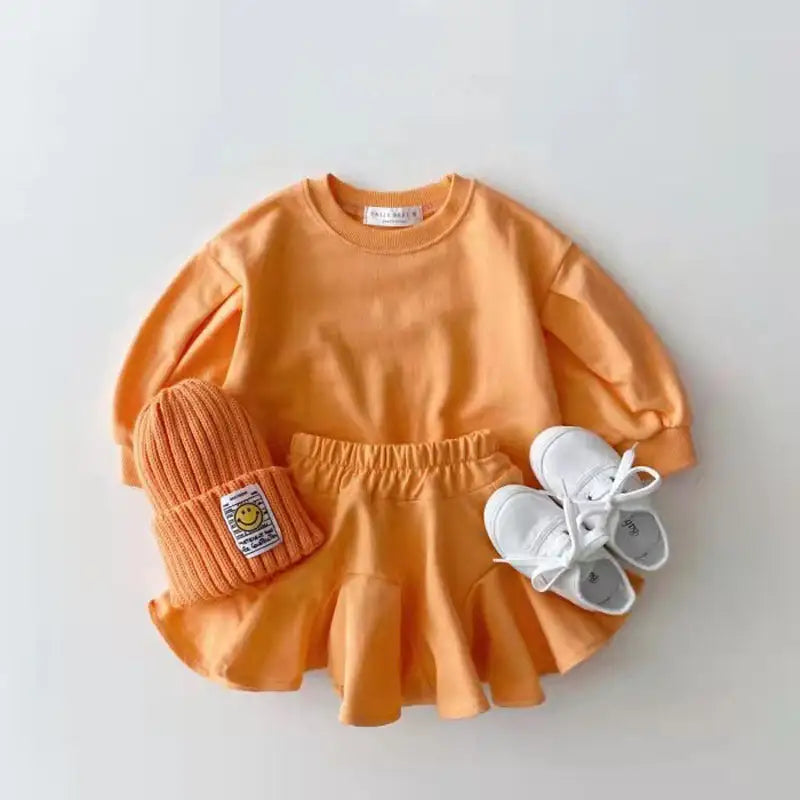 Cute Baby Girl Skirt and Sweater Ensemble