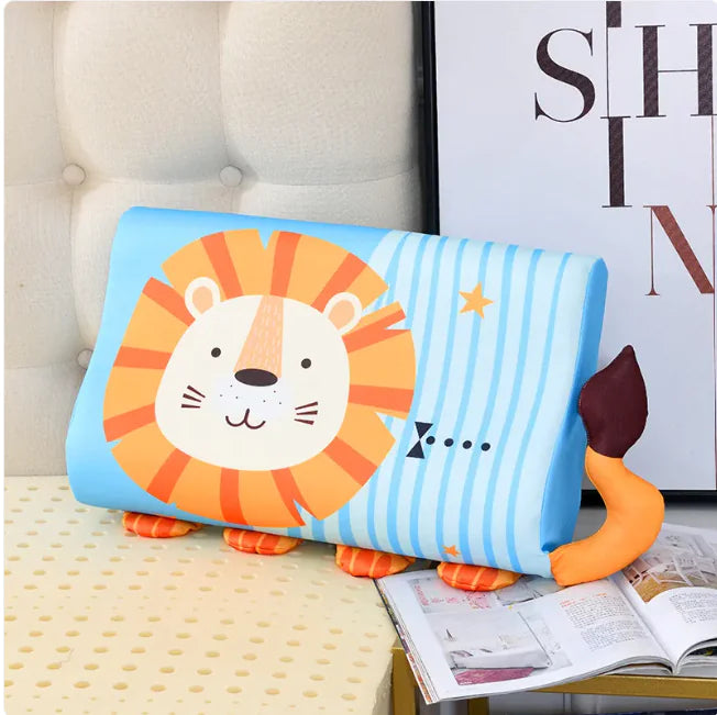 Toddler Memory Foam Pillow with Cream Lion Design for Restful Sleep