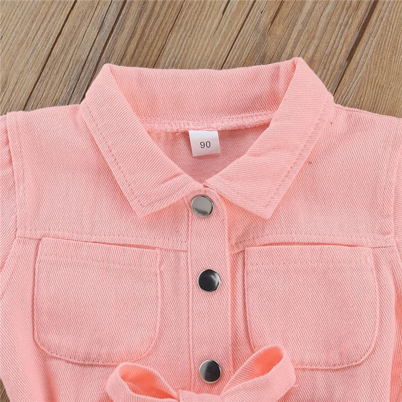 Stylish Girl's V-Neck Cotton Jumpsuit