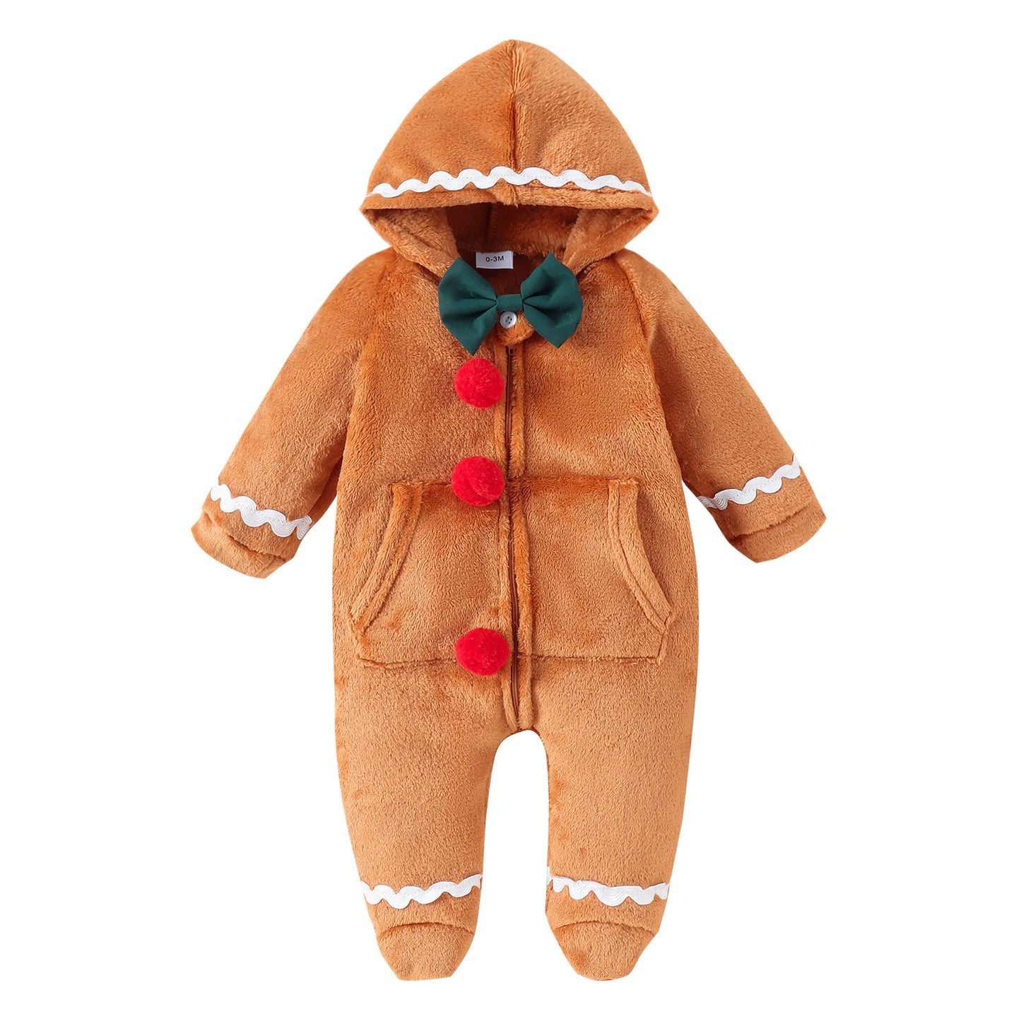 Christmas Baby Gingerbread Romper with Hat