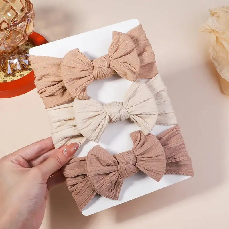 3-Piece Cable Knit Baby Headbands Set for Girls