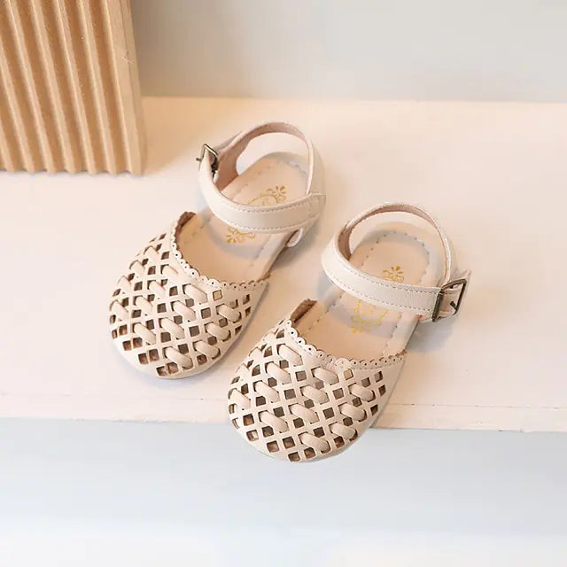 Little Girl Soft PU Leather Sliders with Chic Detailing
