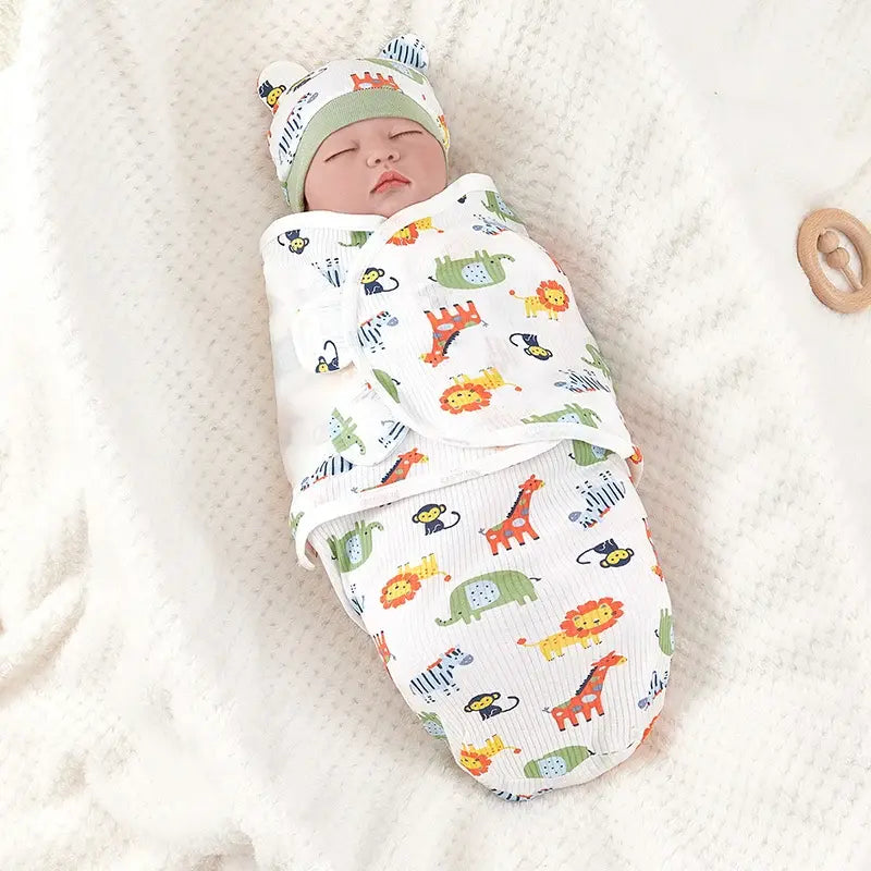Cotton Baby Swaddle Blanket and Hat Set – Soft, Breathable, and Adorable Newborn Essentials (0-3 Months)