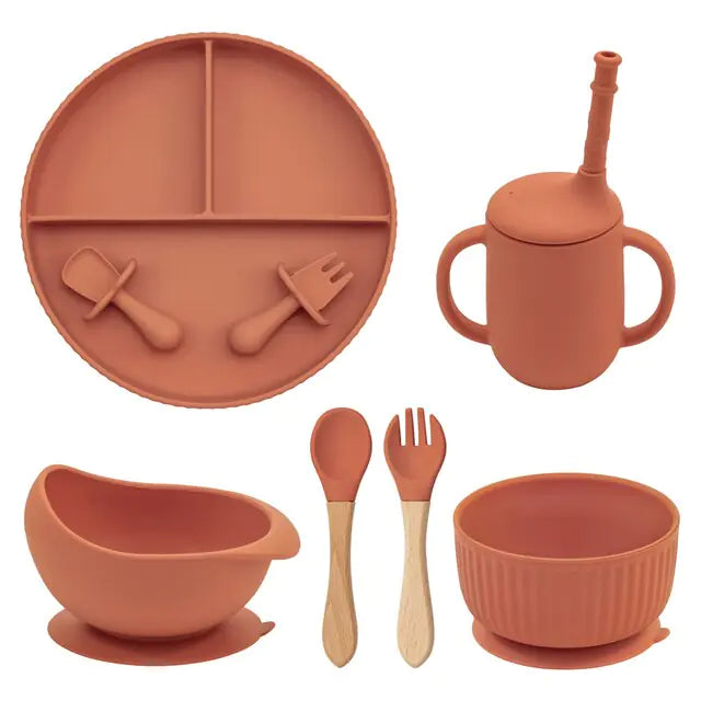 Baby Weaning Silicone Plate Bowl Set with Utensils and Cup