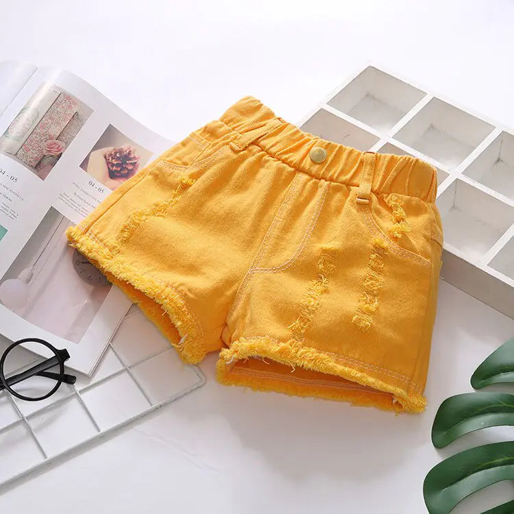 Girls Rustic Denim Shorts – Available in 6 Solid Colors
