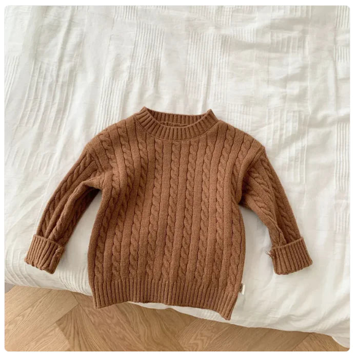 Children's Fried Dough Twists Sweater Solid Colour Set