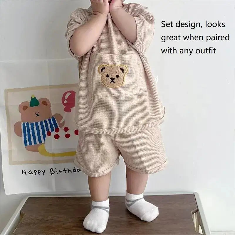 Bear Waffle Texture Toddler Comfort Set