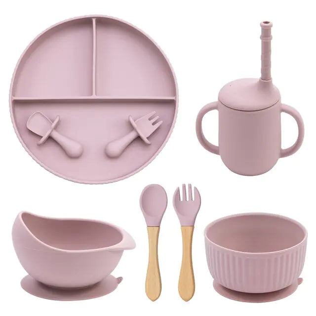 Baby Weaning Silicone Plate Bowl Set with Utensils and Cup