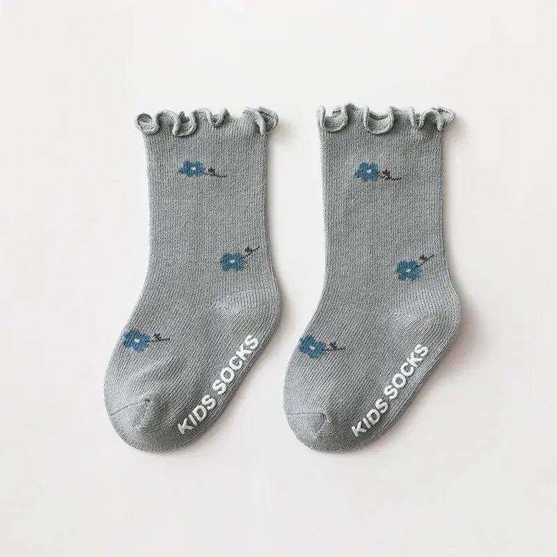Set of 3 Pairs of Anti-Slip Children's Socks – Soft Cotton, Comfortable & Safe for Boys and Girls