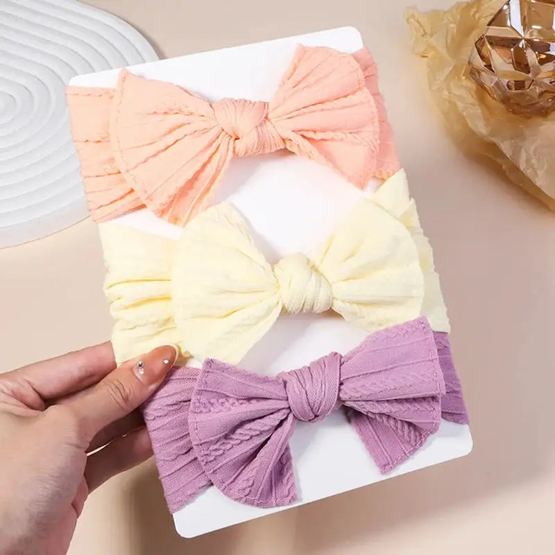 3-Piece Cable Knit Baby Headbands Set for Girls