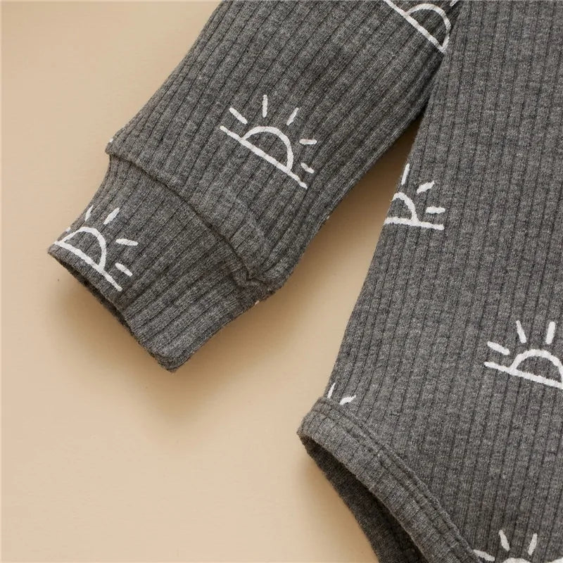 Cozy Cotton Baby Bodysuit & Elastic Pants Set for Boys