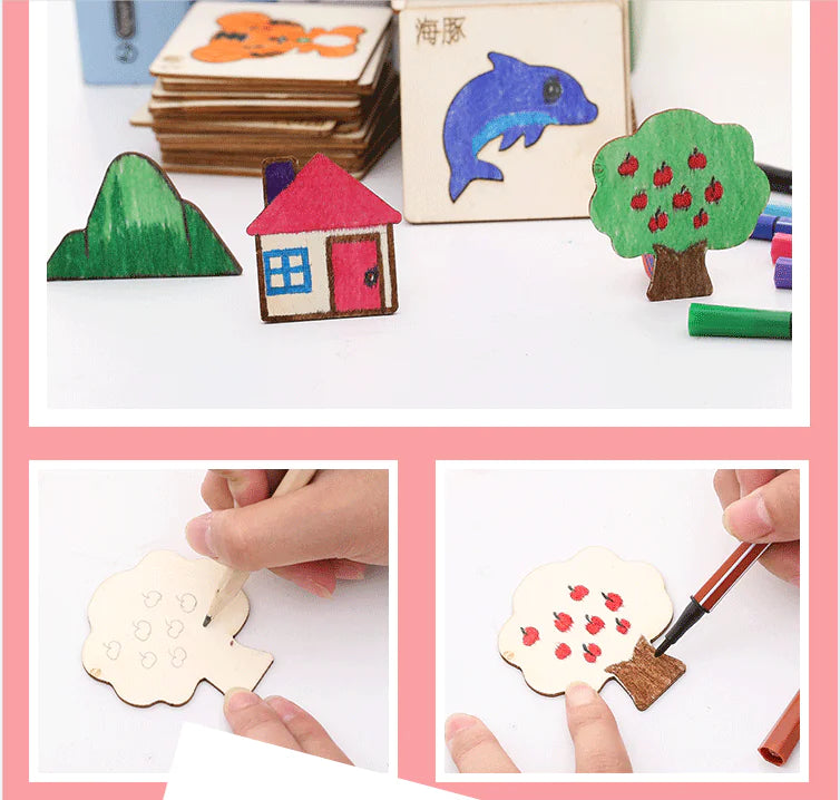 Wooden Drawing Template Set – 20-Piece Creative Art Kit for Kids