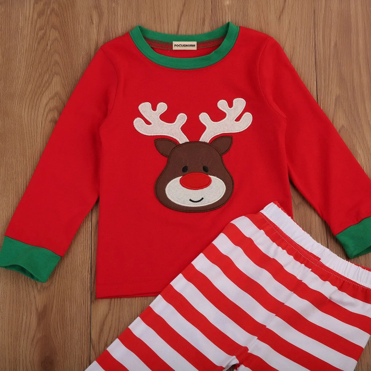 Reindeer Long Sleeve Top and Pants Christmas Set