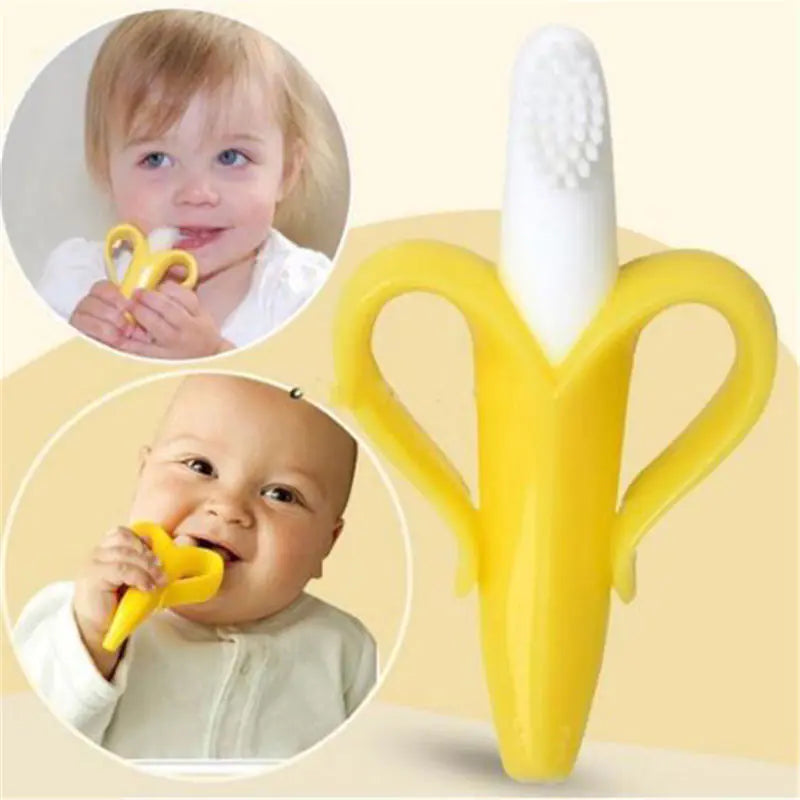 Banana Buds Silicone Baby Teether & Training Toothbrush