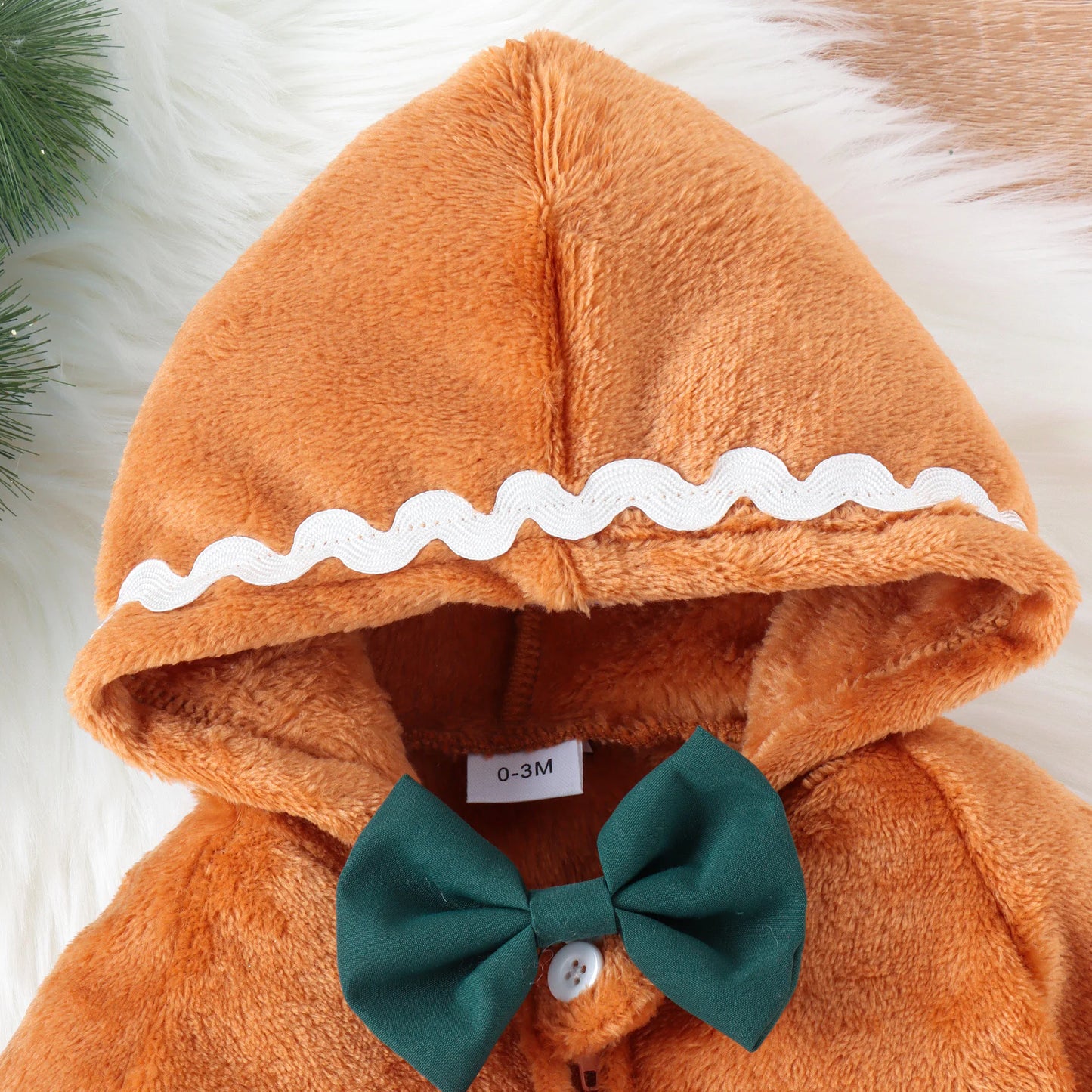 Christmas Baby Gingerbread Romper with Hat