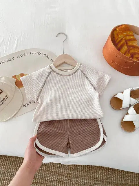 Cute Cotton Outdoor T-shirt and Short Outdoor Set for Boys
