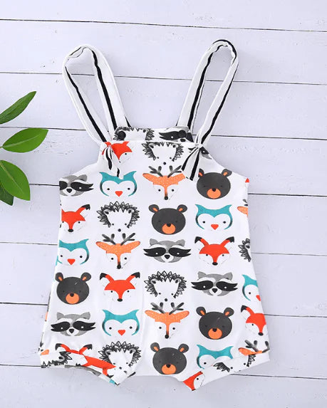 Strappy Animals Print Overall for Boys