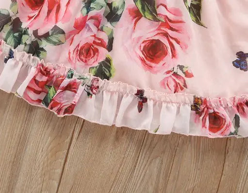 Cute Baby Girls Flower Puff Sleeve A-Line Dress