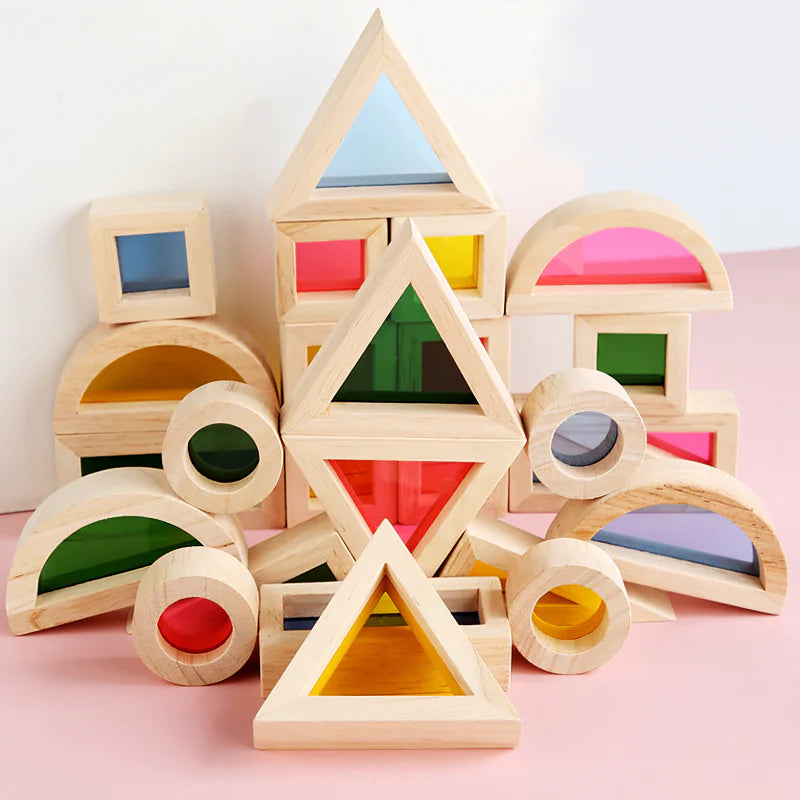 Colorful Kaleidoscope Building Blocks – Educational Wooden Toy for Shape and Color Recognition