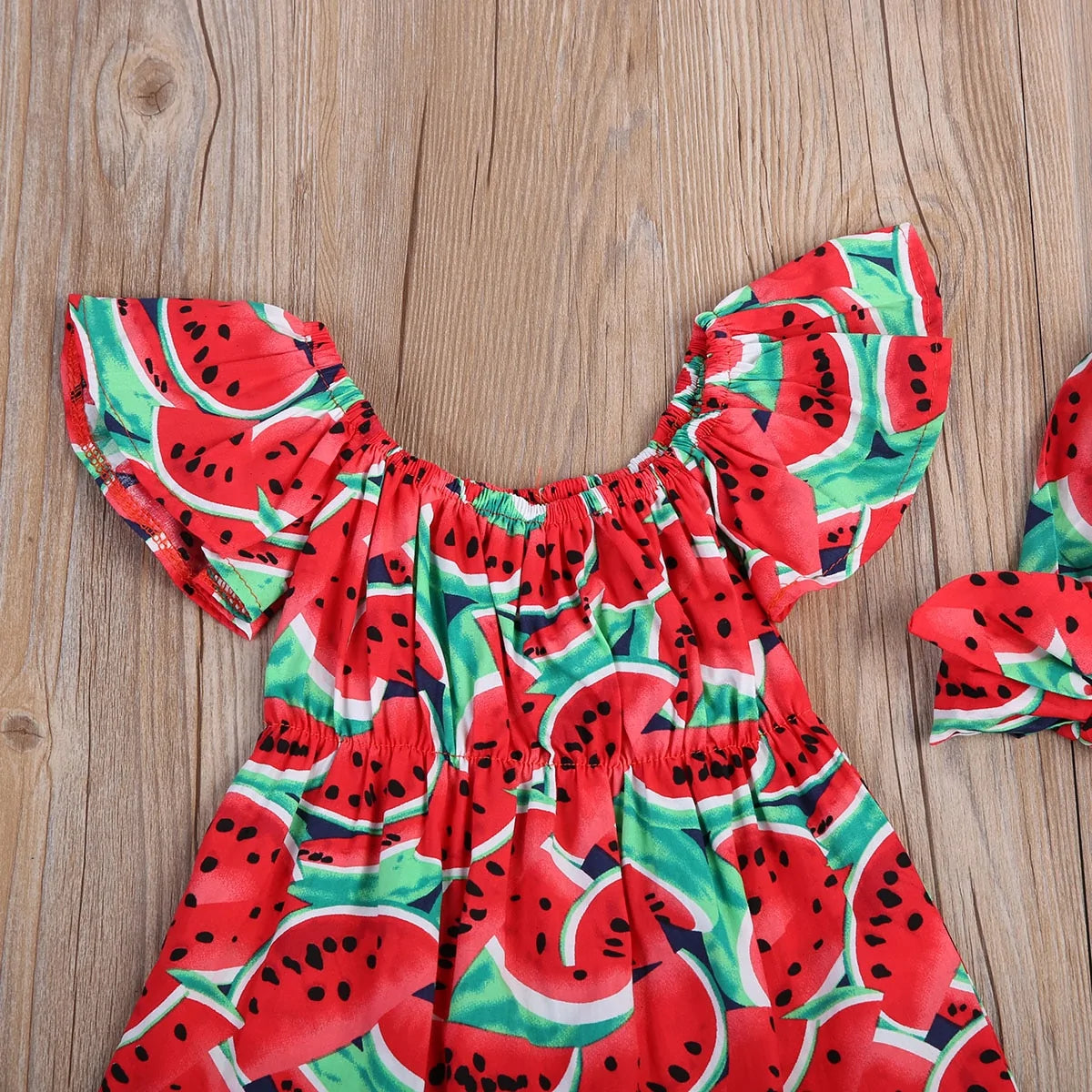 Watermelon Print Bodysuit Set with Matching Headband