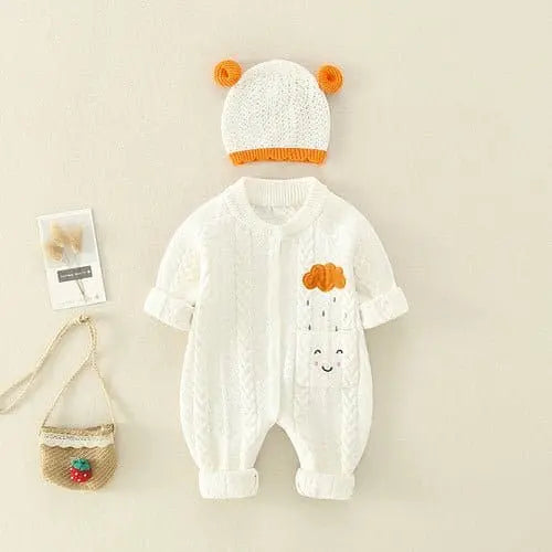 Charming Baby Crochet Romper – Soft Cotton, Playful Design