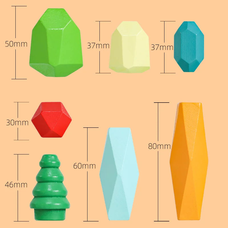 Wooden Rainbow Stones Building Blocks – Montessori Educational Toy for Kids