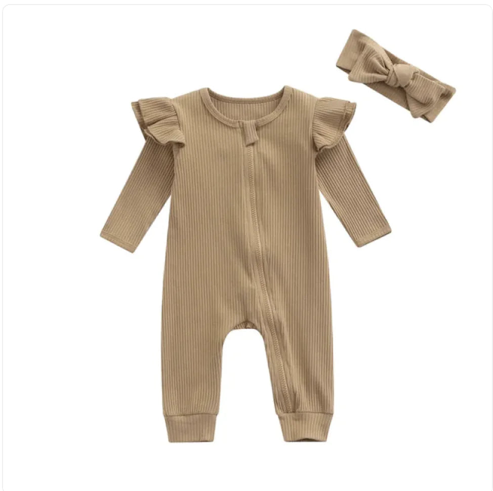 Premium Cotton Baby Romper with Matching Headband
