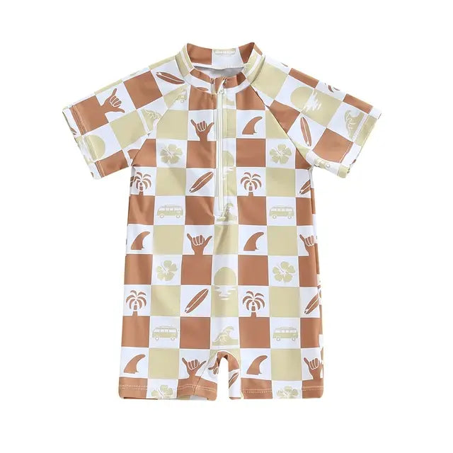 Sun-Safe Toddler Boys' Rash Guard Swimsuit