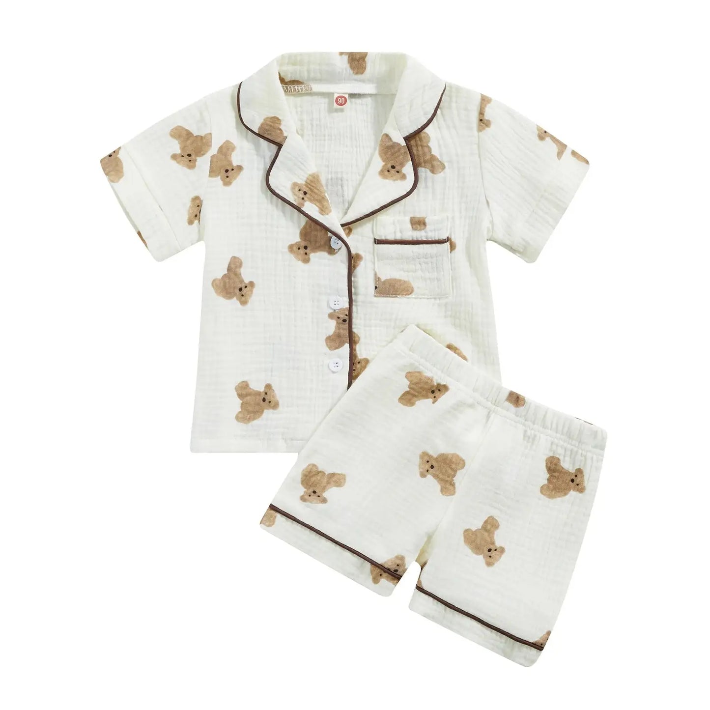 Cartoon Bear Print Sleepwear Set for Kids (1-6 Years) – Comfortable and Fun Bedtime Wear