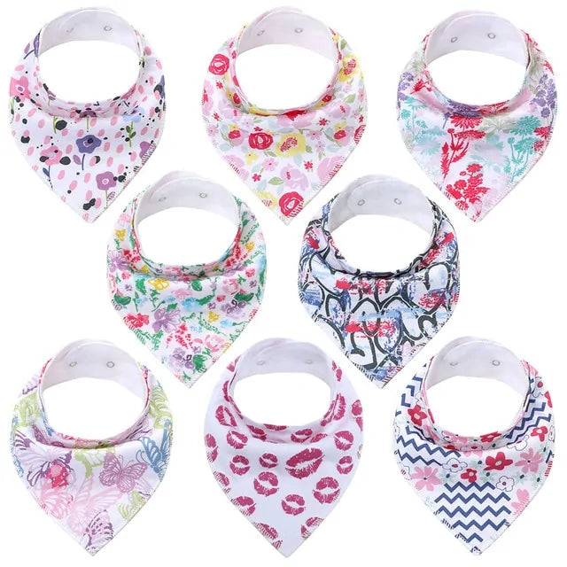 8-Piece Organic Cotton Baby Bandana Bibs - Soft, Absorbent & Stylish