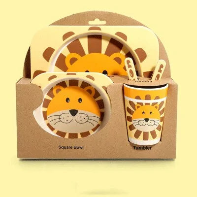 Children's Eco-Friendly Bamboo Fiber Dish Set with Cartoon Designs