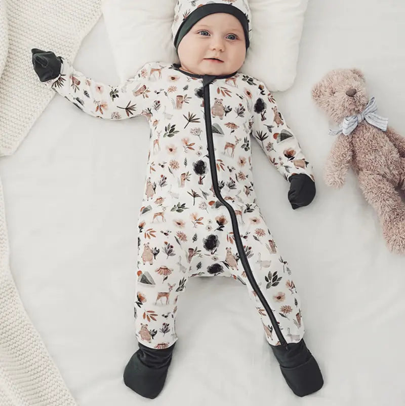Bamboo Fiber Baby Zippered Romper – Soft, Eco-Friendly, and Comfortable for Newborns