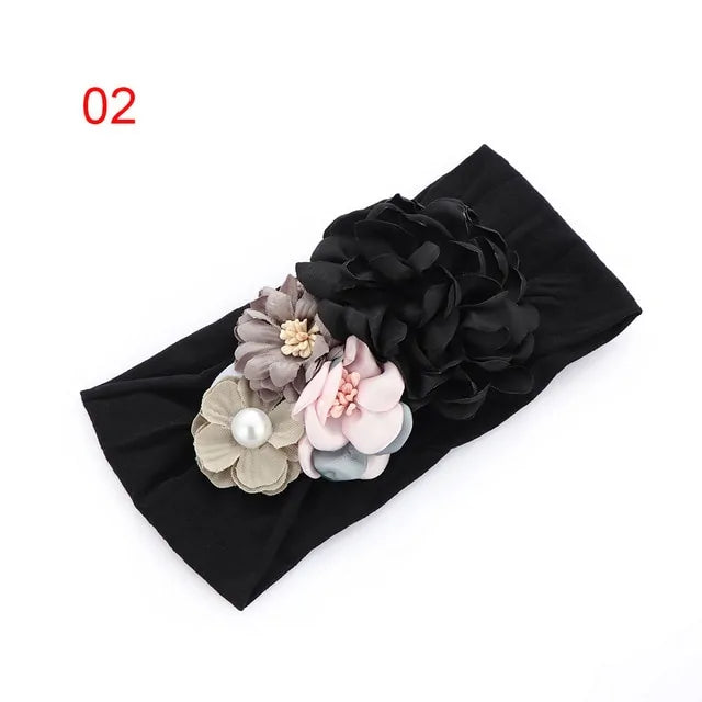 Soft Floral Bow Headband for Little Girls