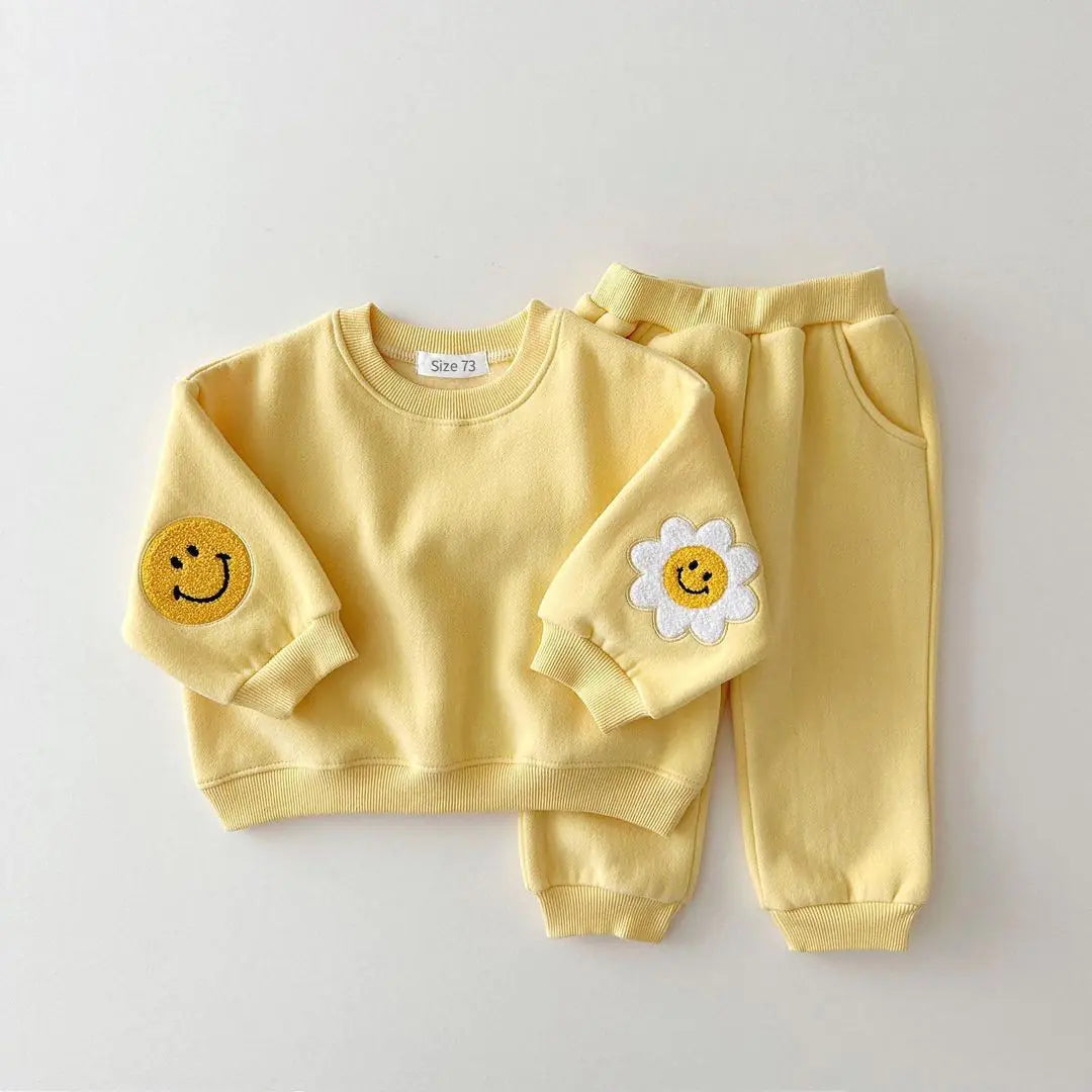 Winter Warm Baby Clothes Set with Fleece Sweatshirt and Pants